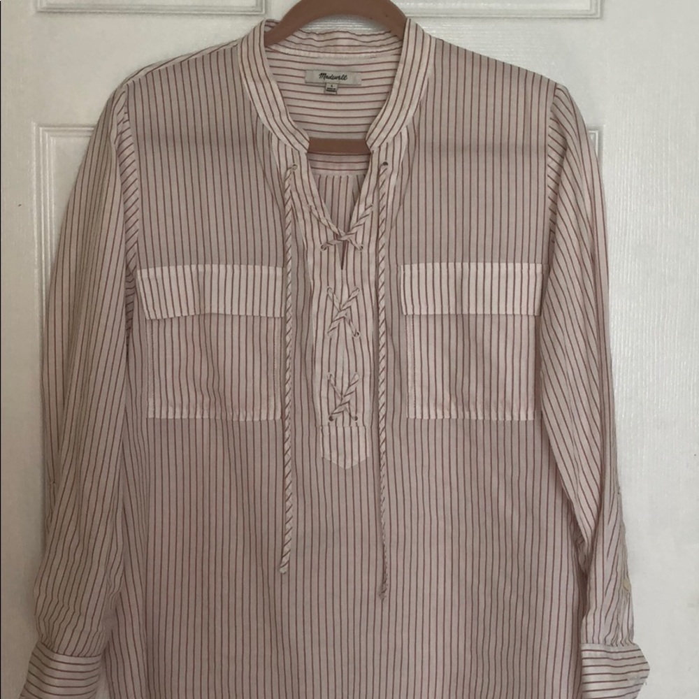 Madewell pin stripe shirt.